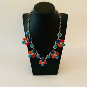 Multicolor Jewelry Bib Statement Teardrop & Round Shape Gold-Tone  Necklace.